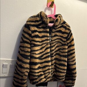 Kids Faux Fur Tiger Stripe Jacket